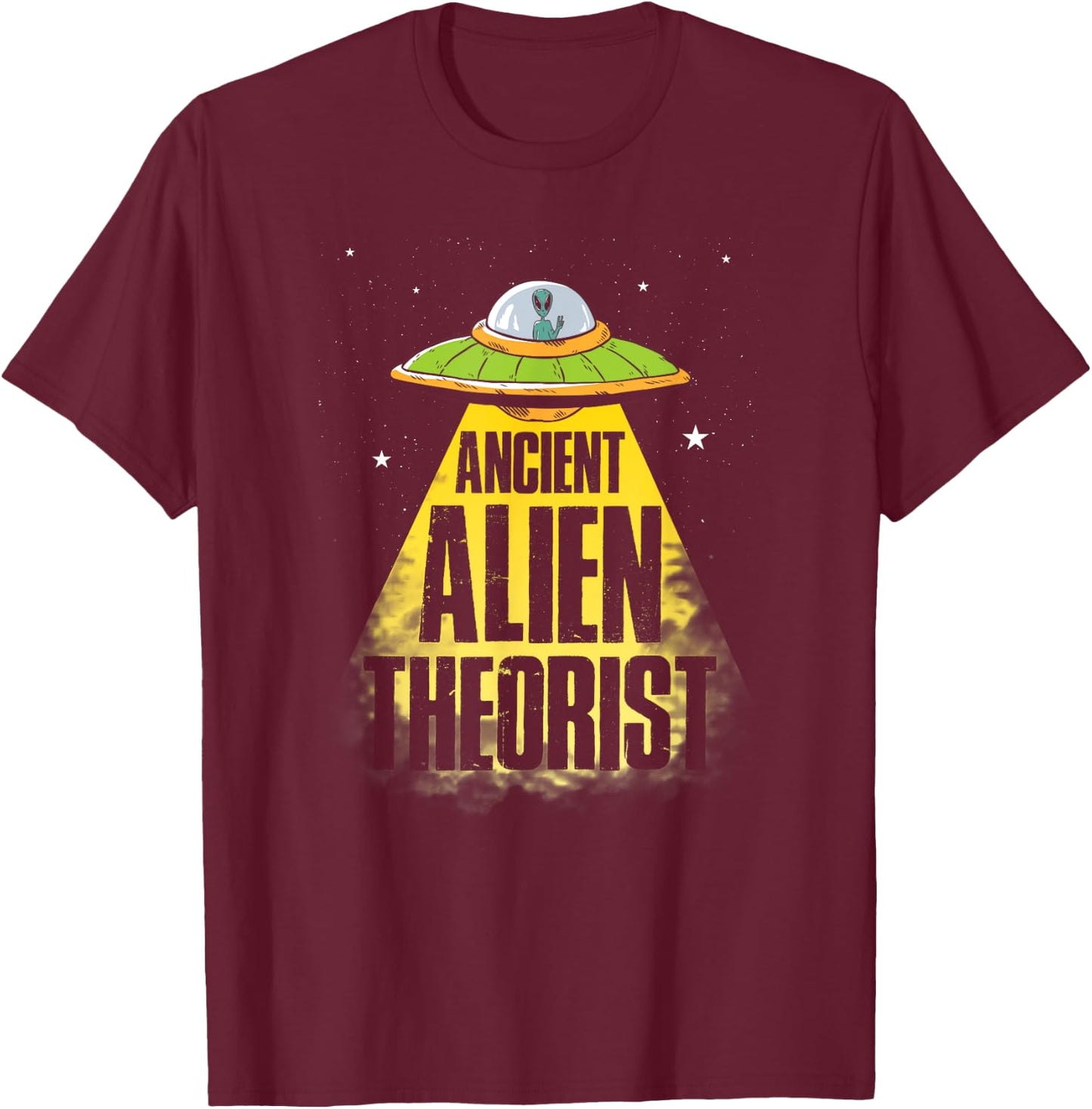 Ancient Alien Theorist Clothing Alien Fan UFO Lover Black Classic Fit Short Sleeve T-Shirt - T-Shirt | Maroon