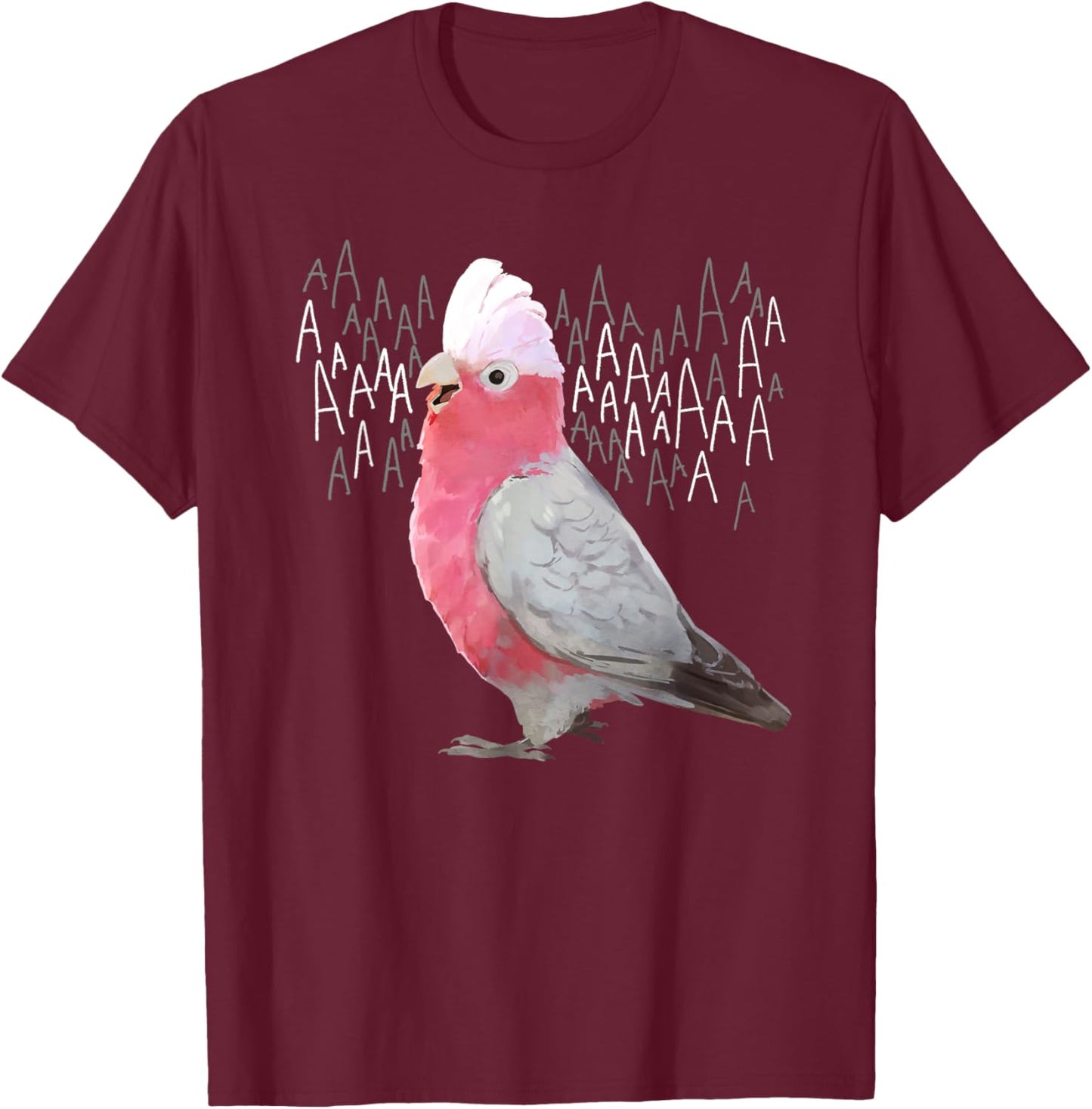 Screaming Galah Rose-Breasted Cockatoo T-Shirt - T-Shirt | Maroon
