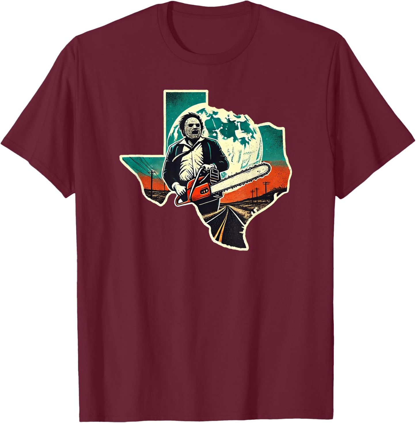 Texas Chainsaw killer Halloween T-Shirt - T-Shirt | Maroon