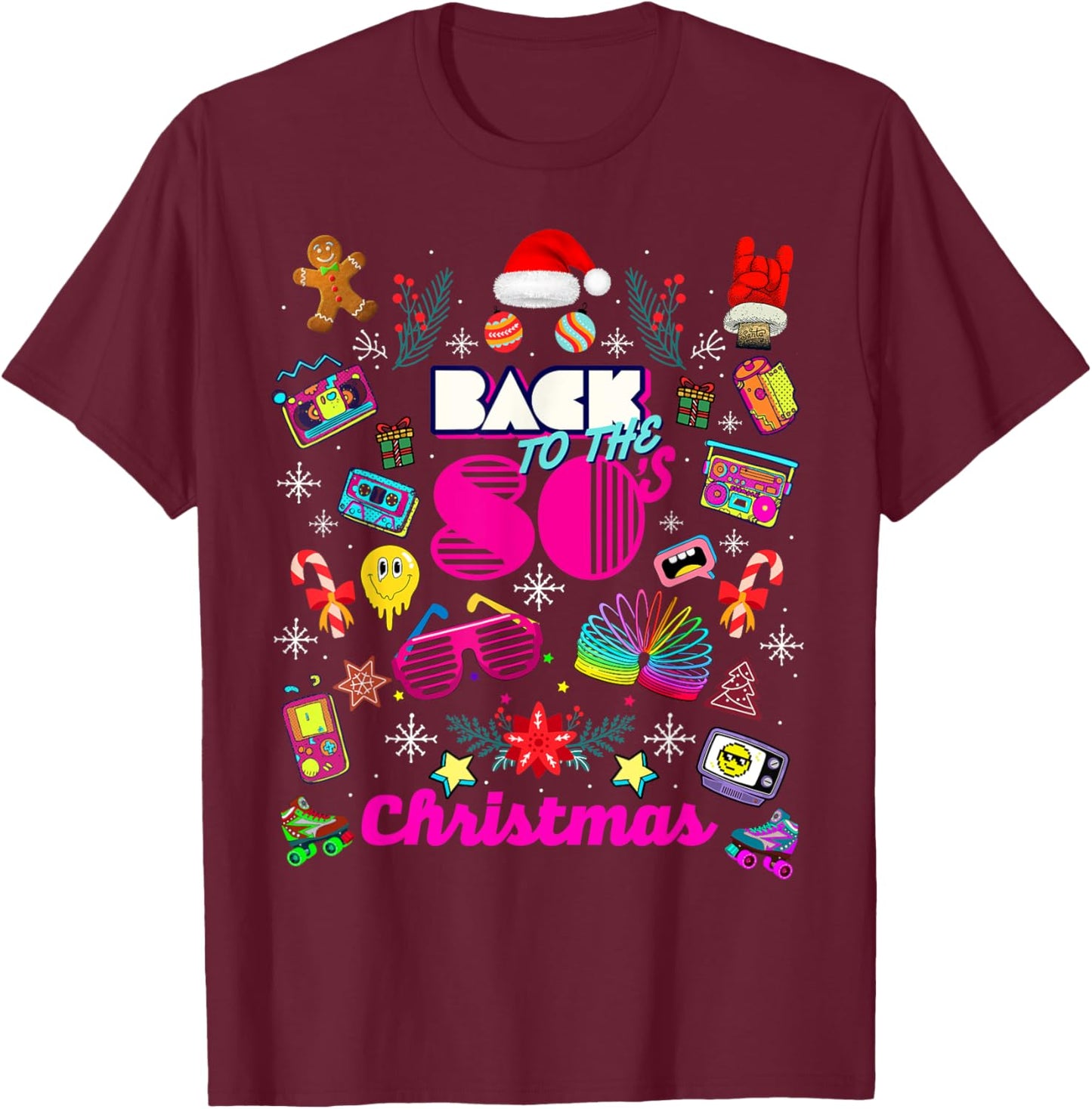 Funny Back to 80's Christmas Nostalgia Quotes Graphic Design T-Shirt - T-Shirt | Maroon