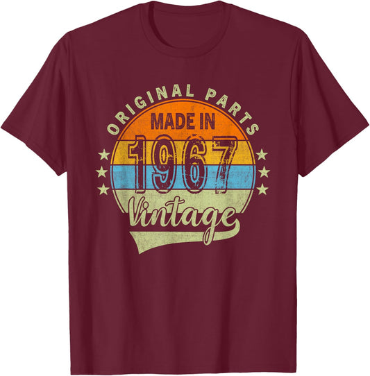original parts 1967 born vintage 57 year old birthday Retro T-Shirt - T-Shirt | Maroon