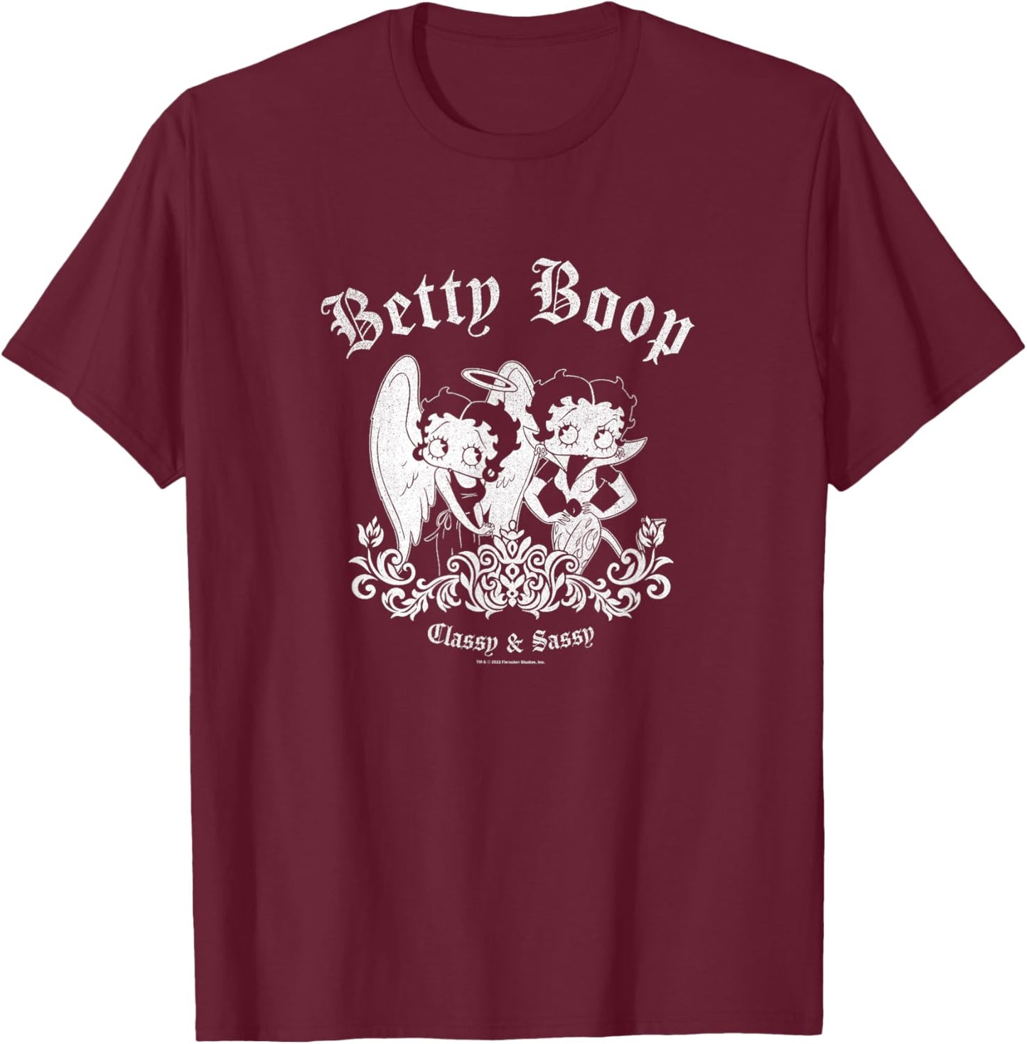 Betty Boop Classy & Sassy Angel & Demon Vintage Logo T-Shirt - T-Shirt | Maroon