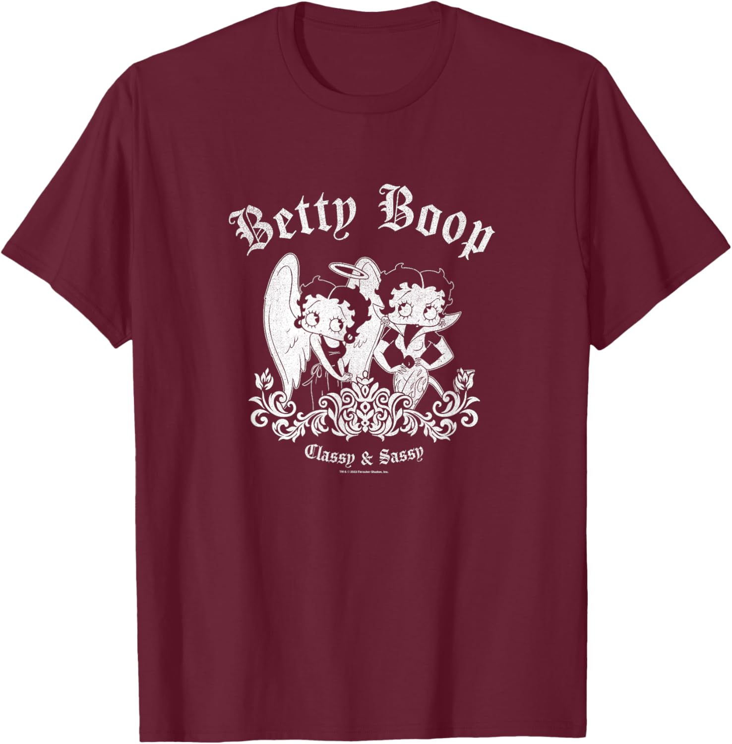 Betty Boop Classy & Sassy Angel & Demon Vintage Logo T-Shirt - T-Shirt | Maroon