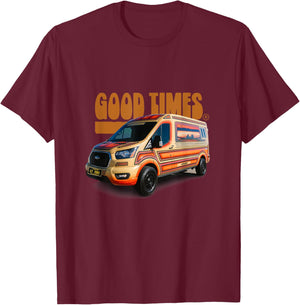 GOODTIMESVANS.com -Adults Kids Black Small Classic Fit Cotton 100% Short Sleeve Custom Design Retro-Modern Custom Van Lightweight Classic Fit Double Cuff Pull On 0 Pockets T-Shirt - T-Shirt | Maroon