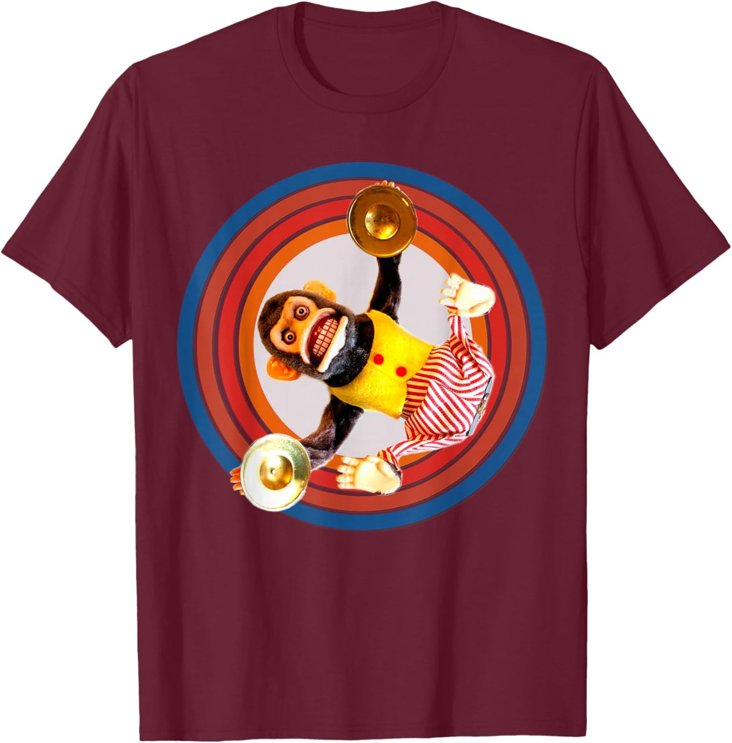 Cymbal Chimp Toy, Jolly Monkey With Cymbals Vintage Retro T-Shirt - T-Shirt | Maroon