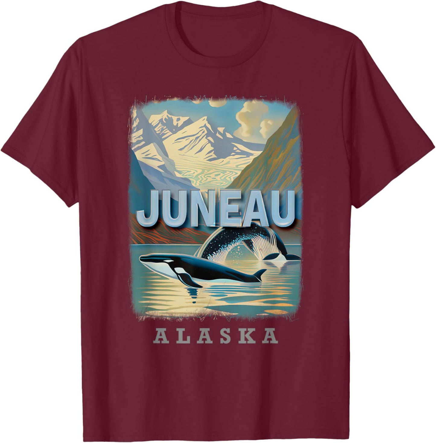 Juneau Alaska AK Glacier Majesty SD990 T-Shirt - T-Shirt | Maroon