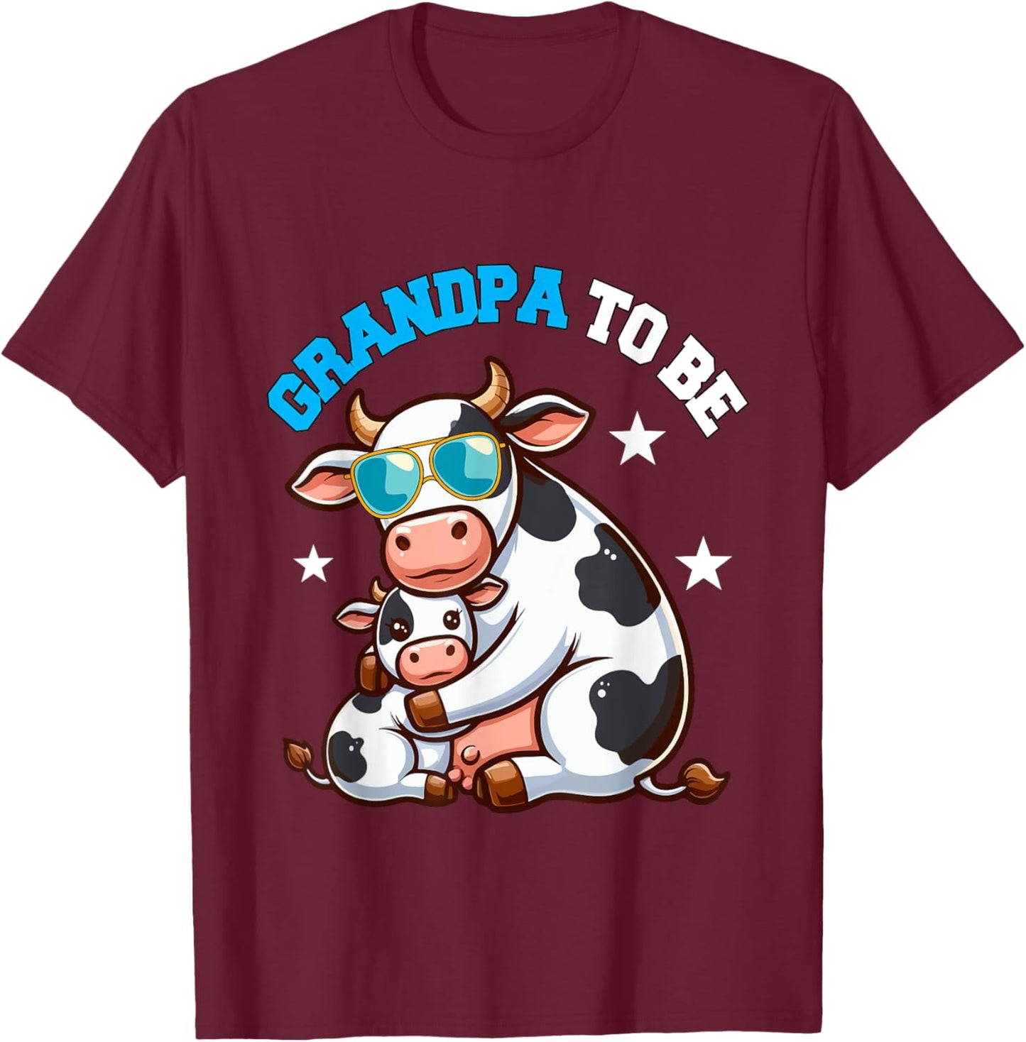Grandpa To Be Costume Cows Pregnancy Announcement Family T-Shirt - T-Shirt | Maroon
