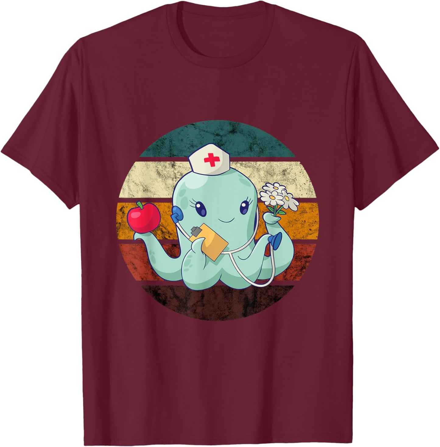Octopus Doctor Retro Cephalopod Sea Monster Vintage Kraken T-Shirt - T-Shirt | Maroon
