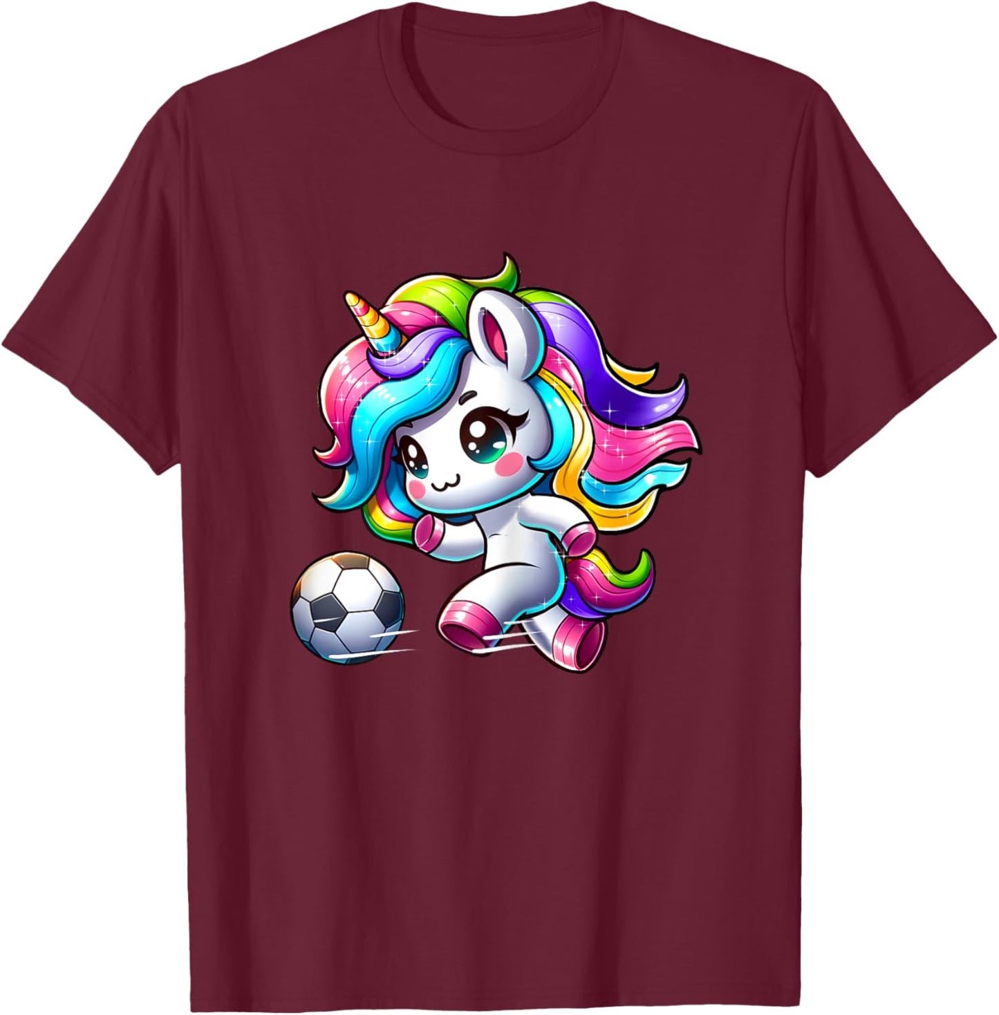 Soccer Player Unicorn Girls T-Shirt - T-Shirt | Maroon