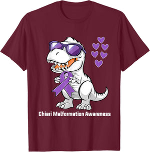 T-rex Dinosaur Chiari Malformation Awareness Dino Toddlers T-Shirt - T-Shirt | Maroon
