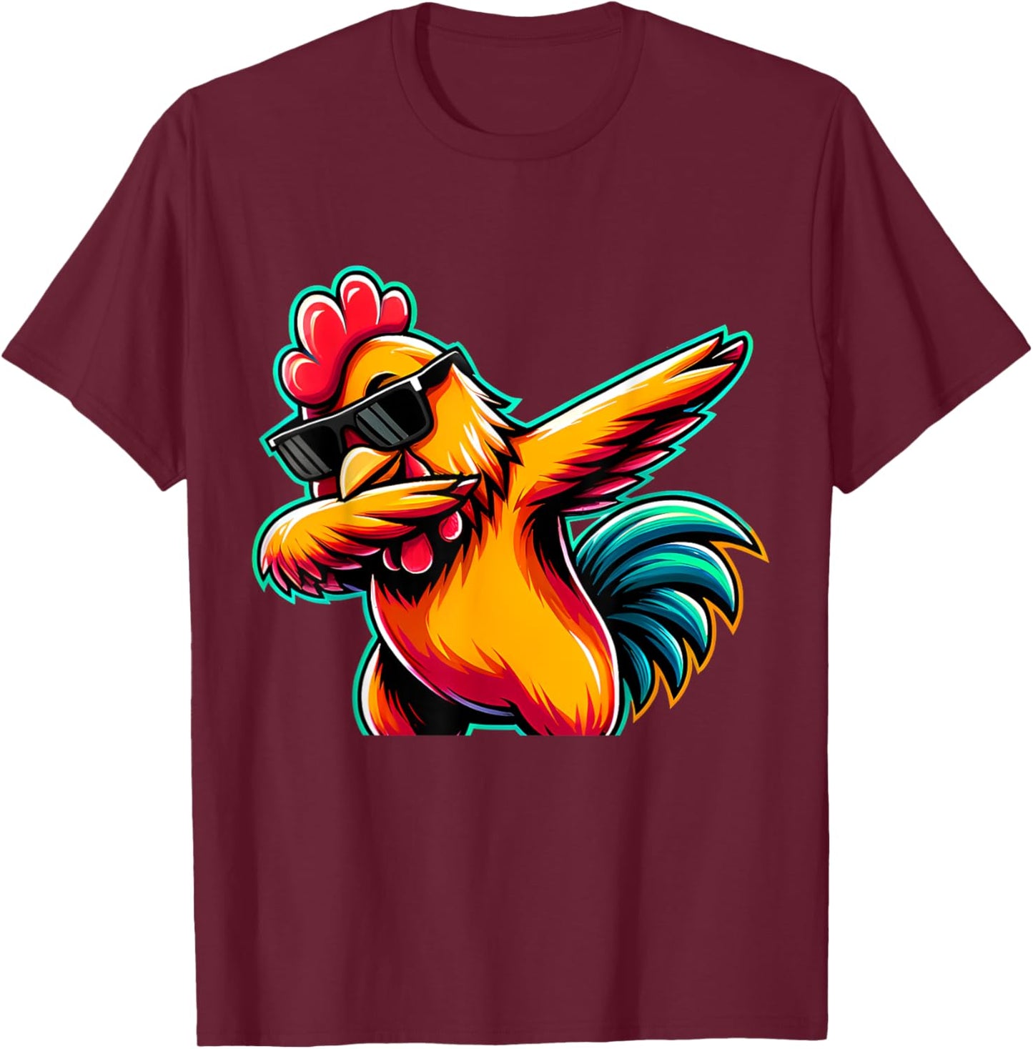 Cute Chicken Lover Men Women Youth Kids Boys Dabbing Chicken T-Shirt - T-Shirt | Maroon