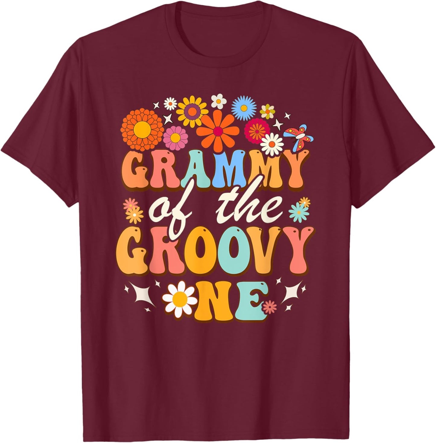 Grammy of Groovy One Matching Family First Birthday Party T-Shirt - T-Shirt | Maroon