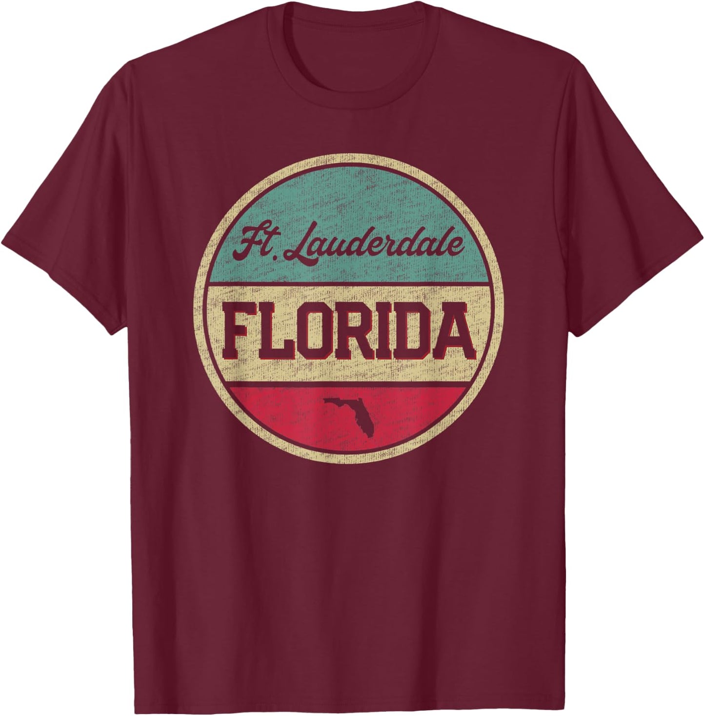 Ft. Fort Lauderdale Florida Vintage 70's 80's Retro Style T-Shirt - T-Shirt | Maroon