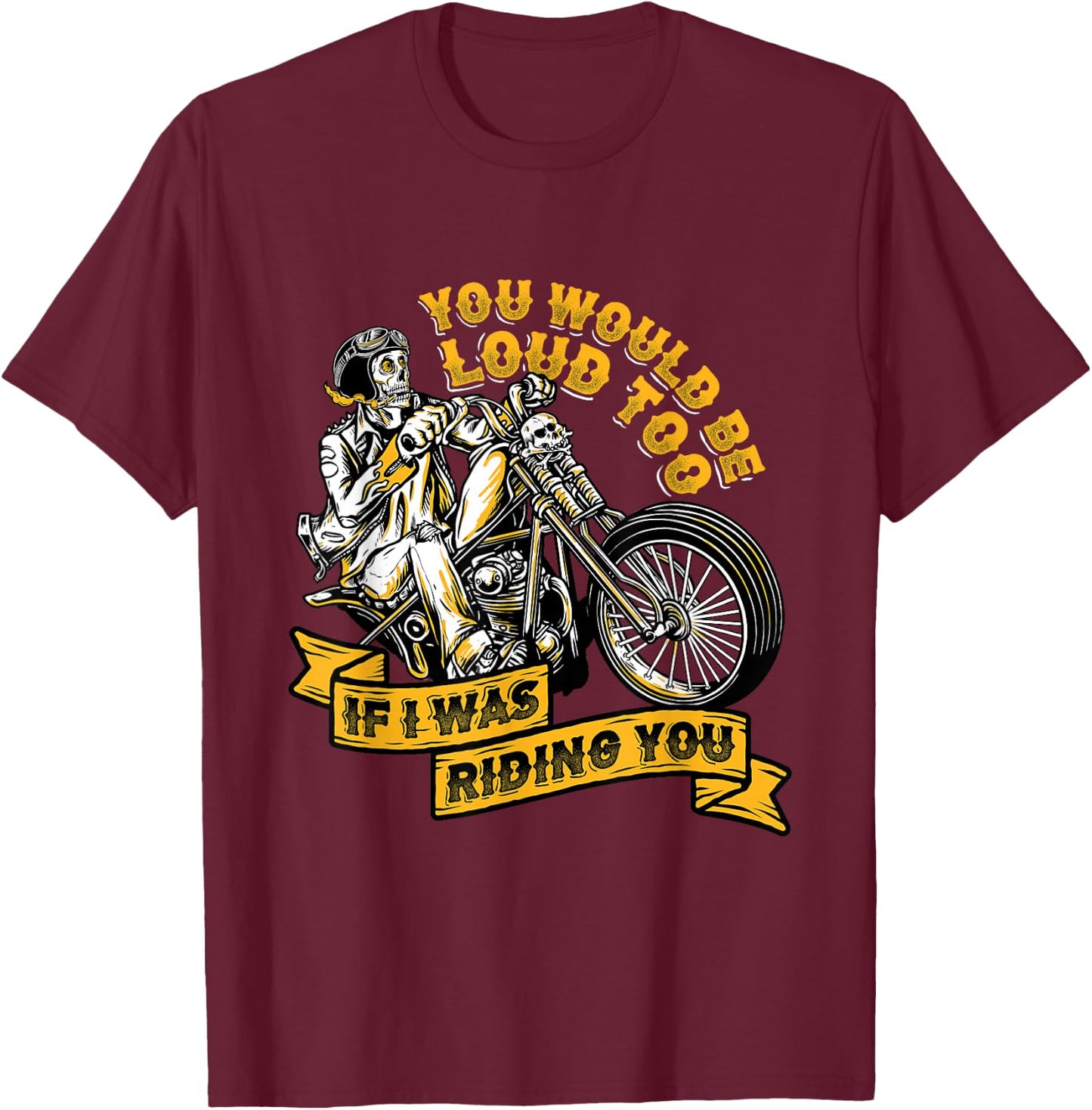 KaizenDesigns Men's Motorcycling Biker - Black, Small T-Shirt - T-Shirt | Maroon