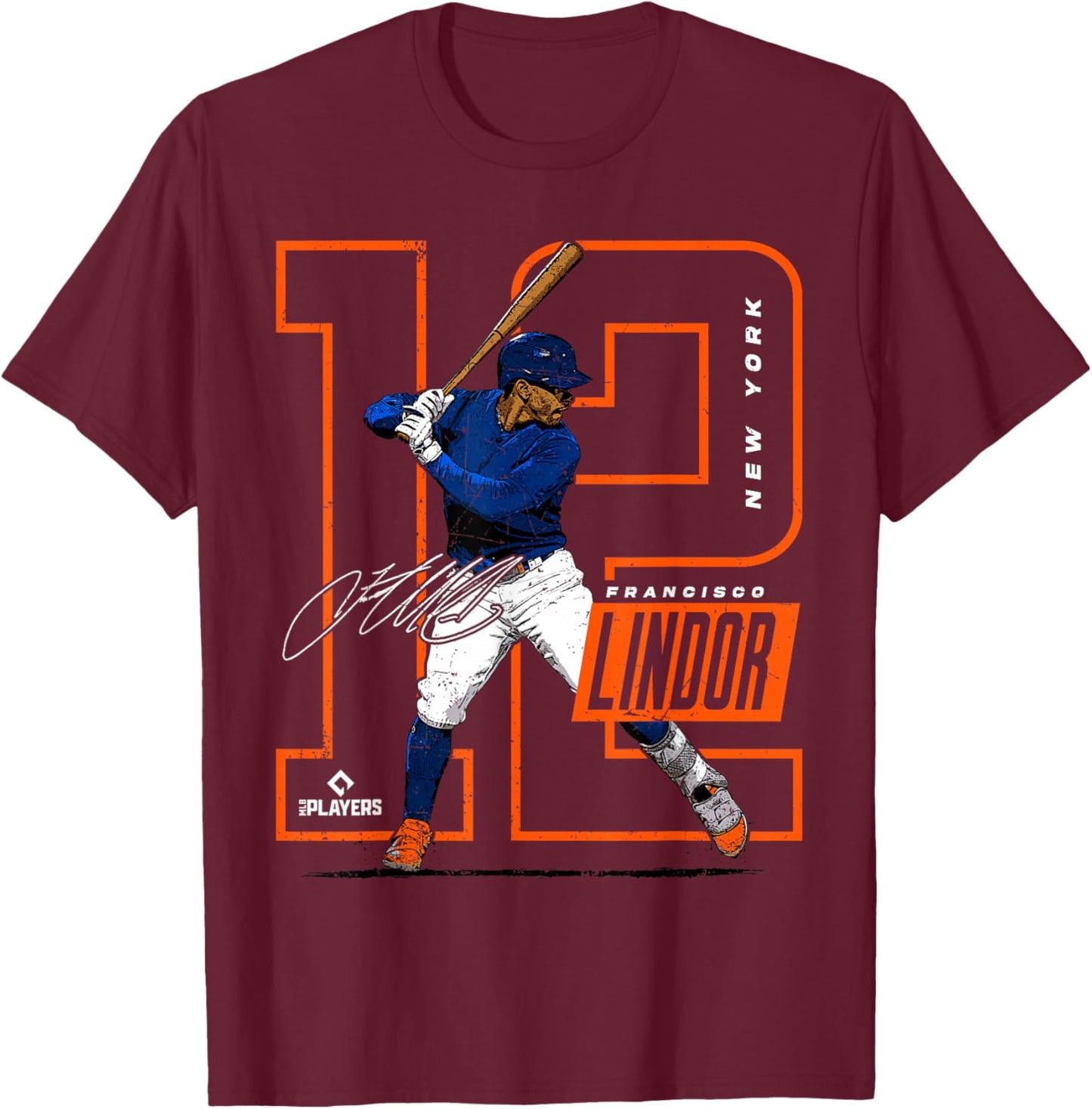 Francisco Lindor | New York Baseball MLB Player | MLBLIN4007 T-Shirt - T-Shirt | Maroon