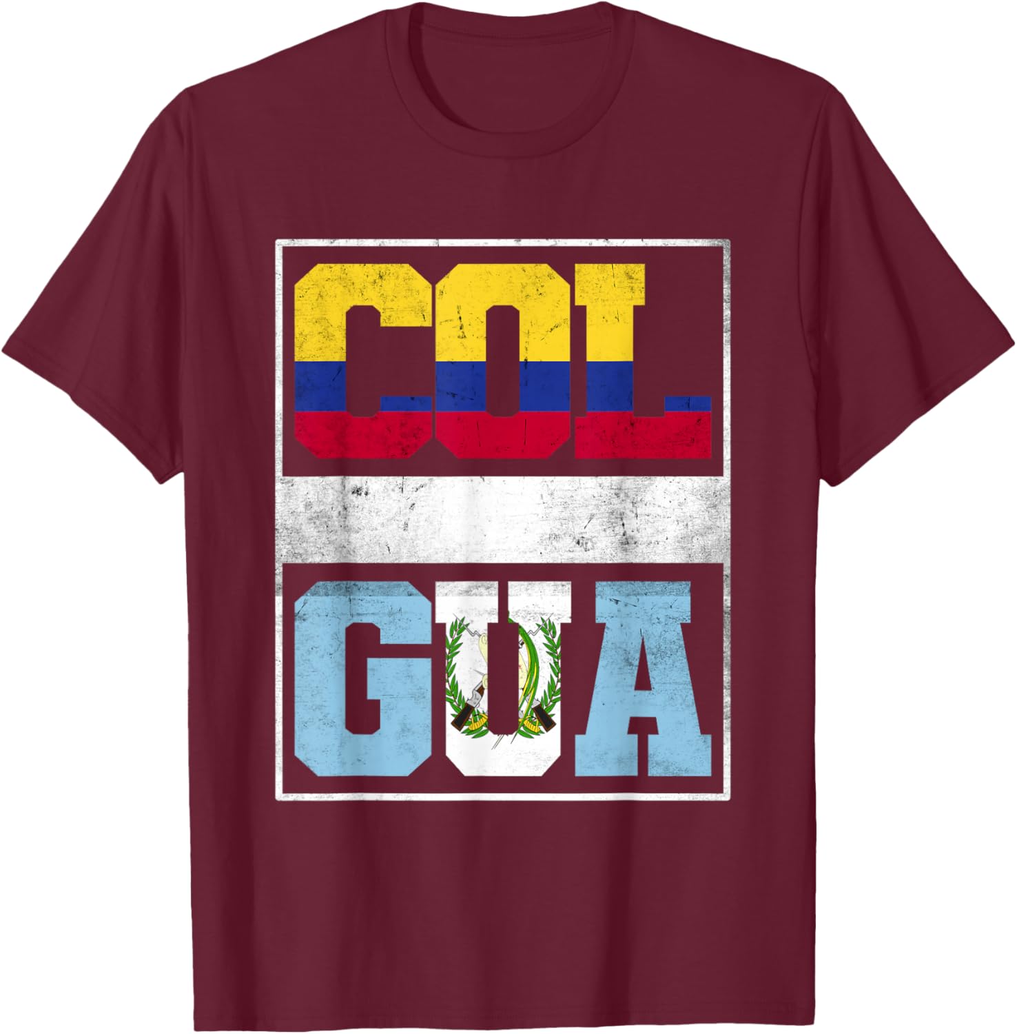 Colombia and Guatemala Mix Colombian Guatemalan Roots T-Shirt - T-Shirt | Maroon