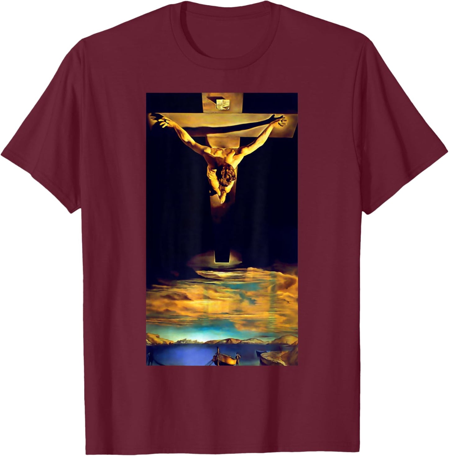 Greatest Masterpieces Jesus Christ by Dali T-Shirt - T-Shirt | Maroon