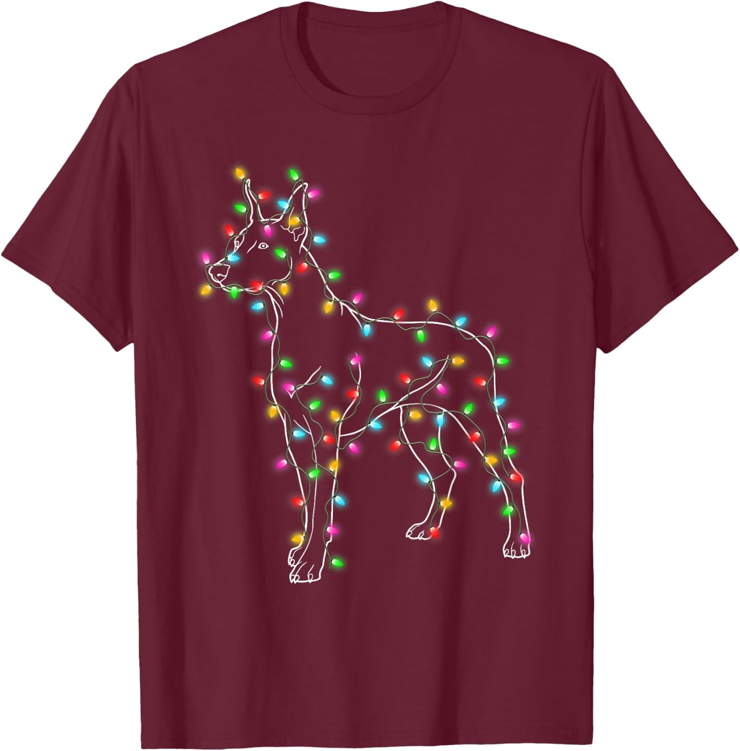 Doberman Pinscher Dogs Tree Christmas Sweater Xmas Pet Dog T-Shirt - T-Shirt | Maroon
