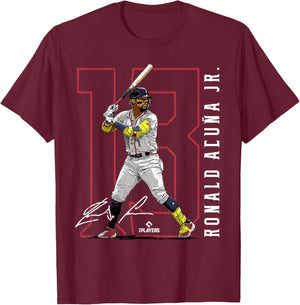 Ronald Acuna Jr. | Atlanta Baseball MLB Players | MLBRAC3003 T-Shirt - T-Shirt | Maroon