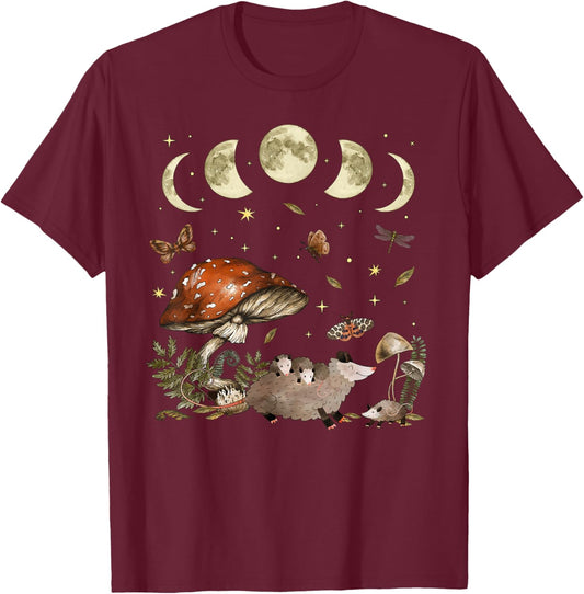 Possum Opossum Lover Owner Cottagecore Goblincore Mushroom T-Shirt - T-Shirt | Maroon