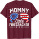 4th of July Birthday Mom Mommy Of The Little Firecracker T-Shirt - T-Shirt | Maroon