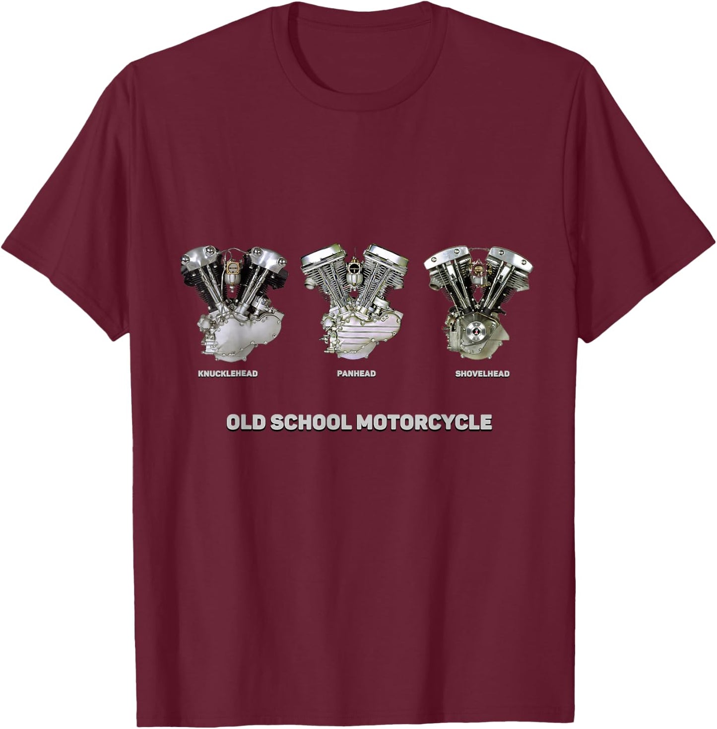 Shovelhead Knucklehead Panhead Vtwin Old School Motorcycle T-Shirt - T-Shirt | Maroon