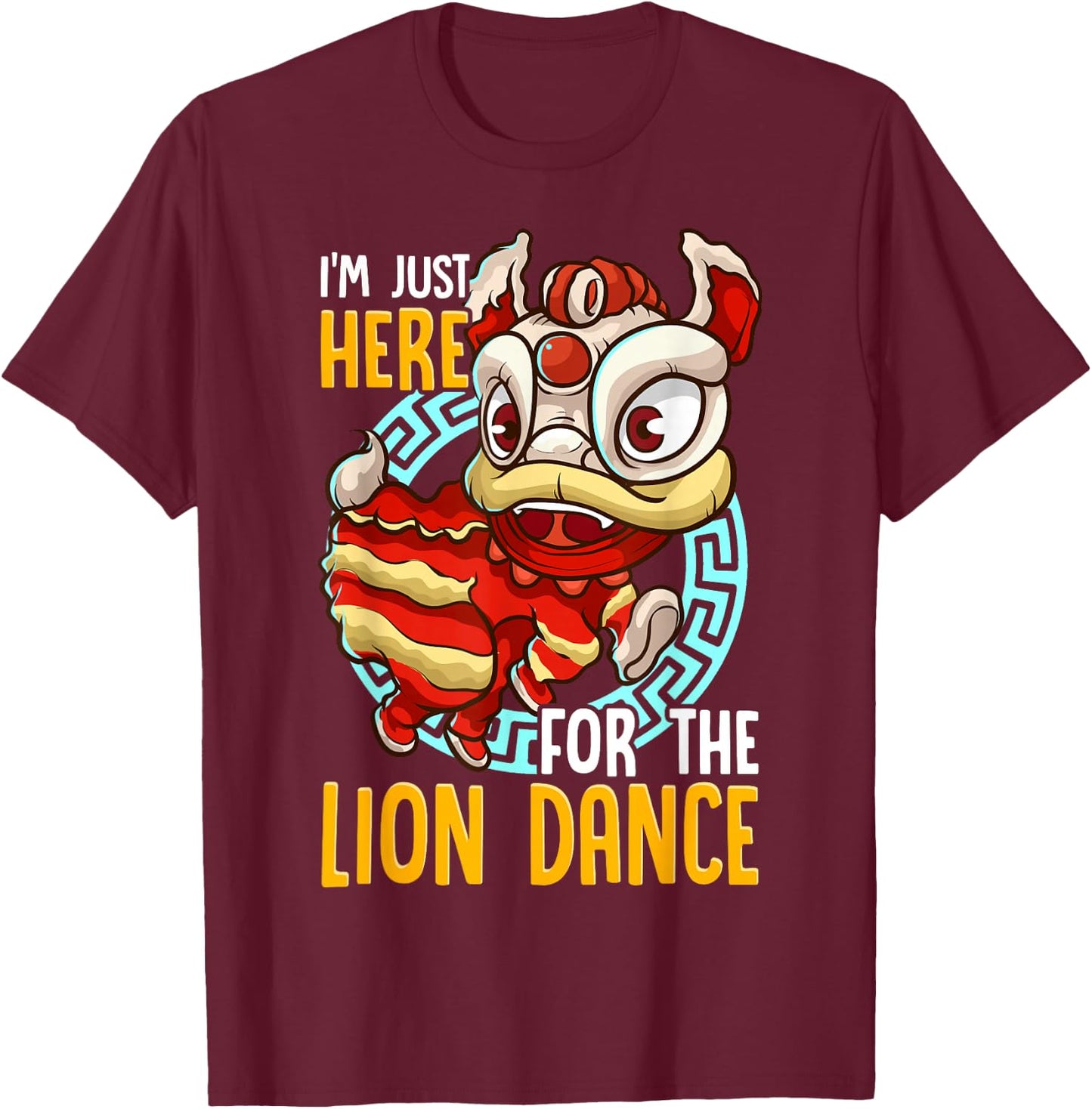 Chinese New Year 2025 Lion Dance Boy Girl Kids Red Orange T-Shirt - T-Shirt | Maroon