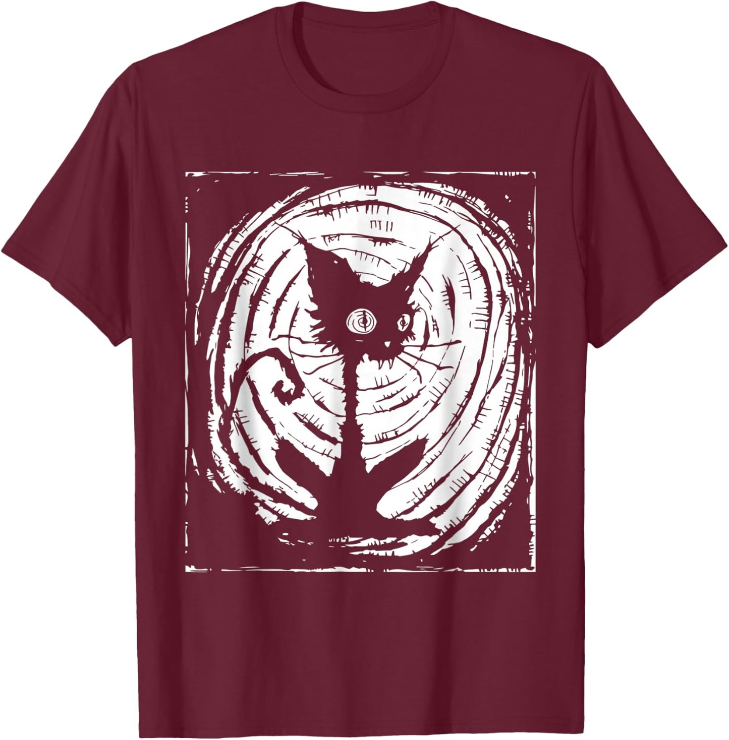 Black Cat Lazy Halloween Costume Scary Creepy T-Shirt - T-Shirt | Maroon