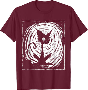 Black Cat Lazy Halloween Costume Scary Creepy T-Shirt - T-Shirt | Maroon