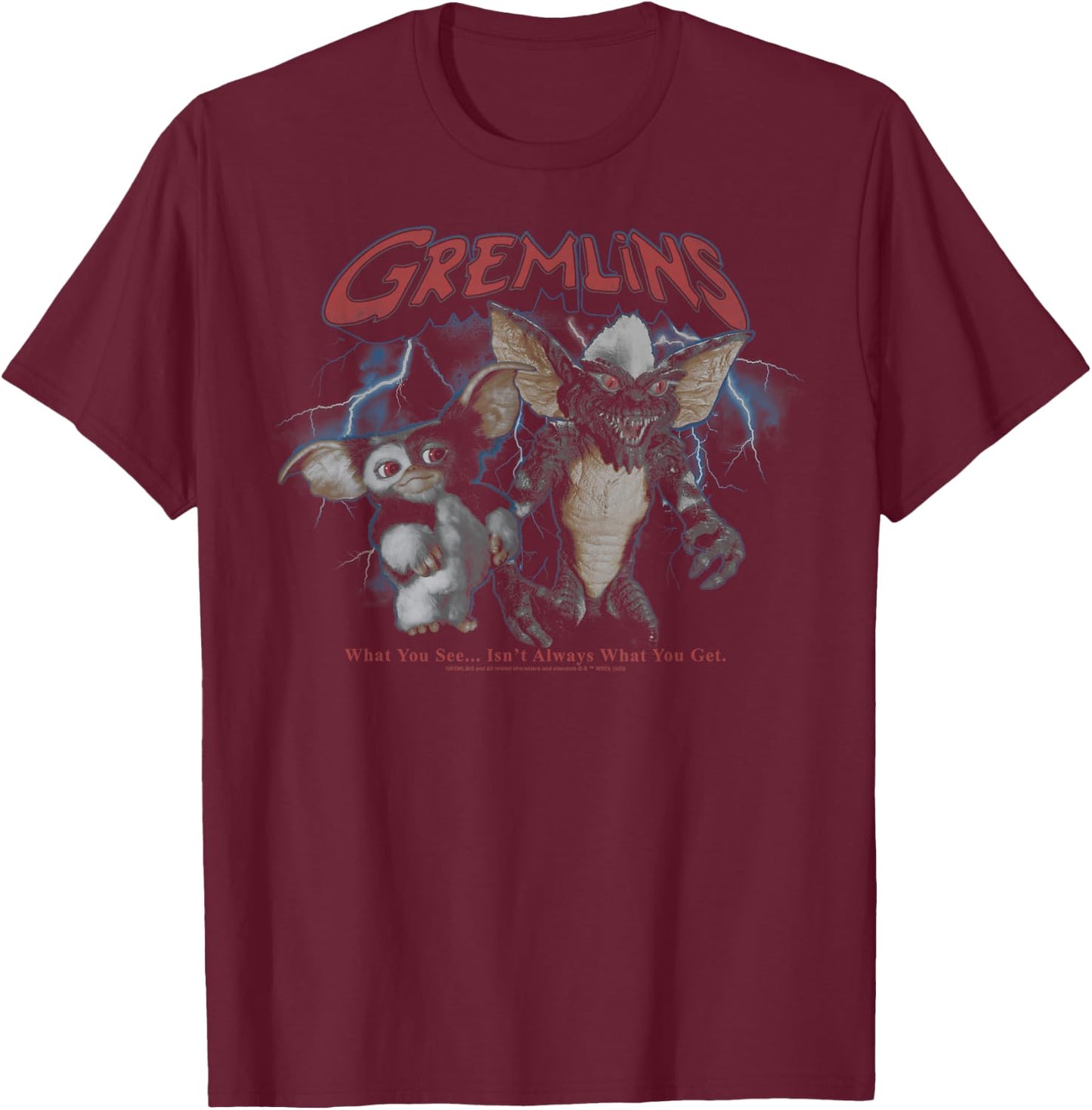 Gremlins Lightning Storm Portrait T-Shirt - T-Shirt | Maroon