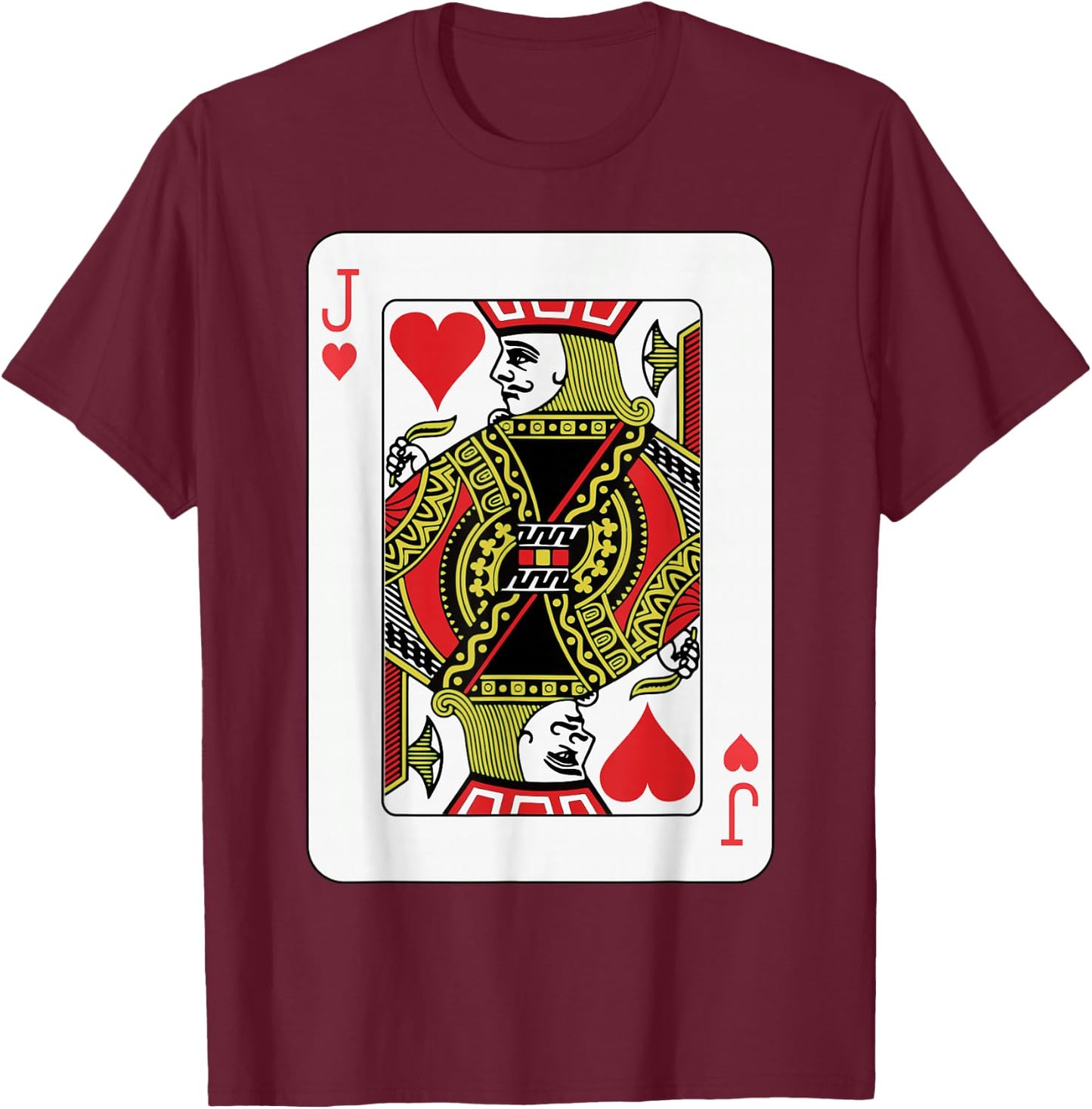 Jack of Hearts Playing Card Poker T-Shirt - T-Shirt | Maroon