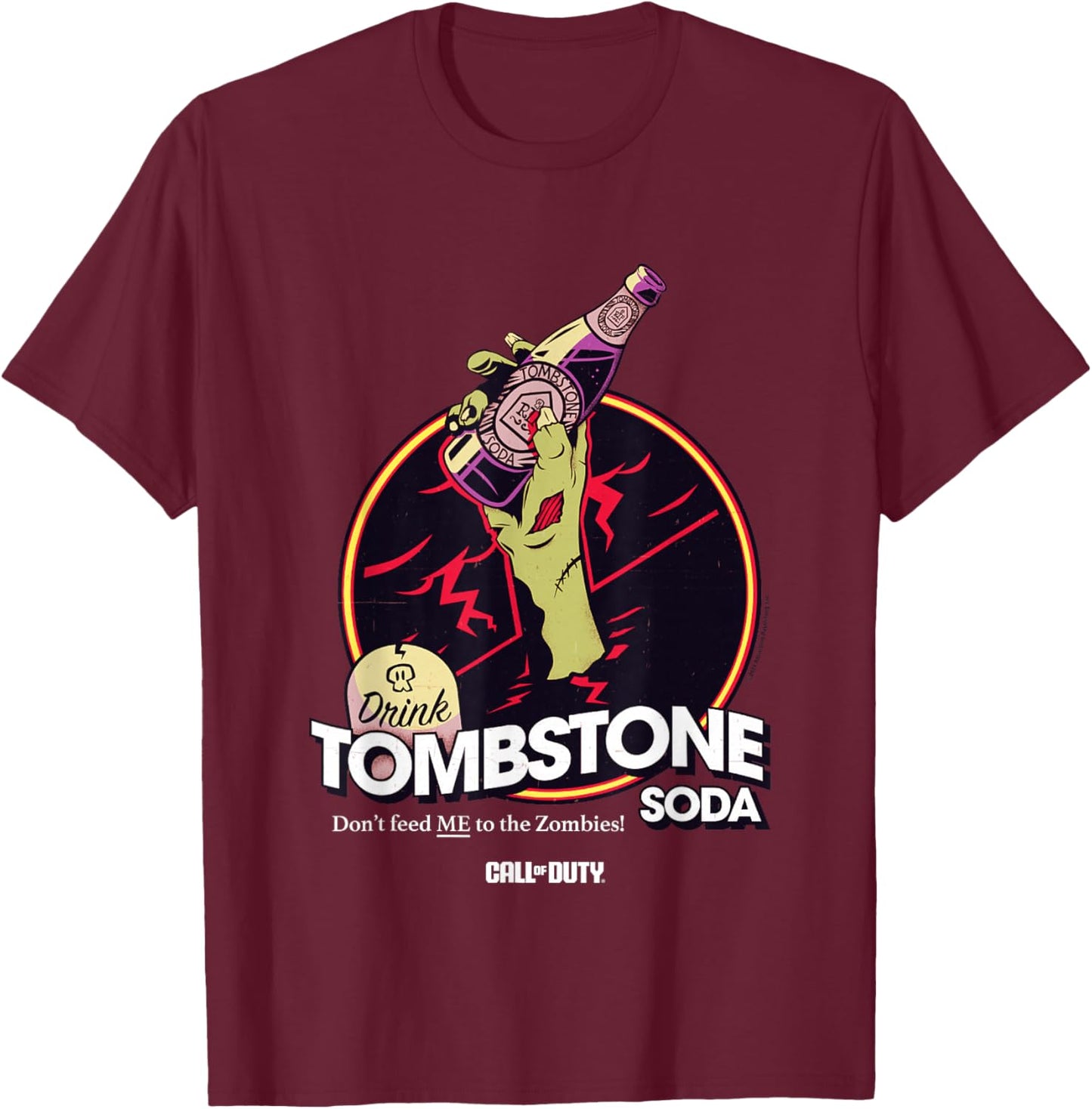 Call Of Duty Zombies Drink Tombstone Soda Vintage , Red, S T-Shirt - T-Shirt | Maroon