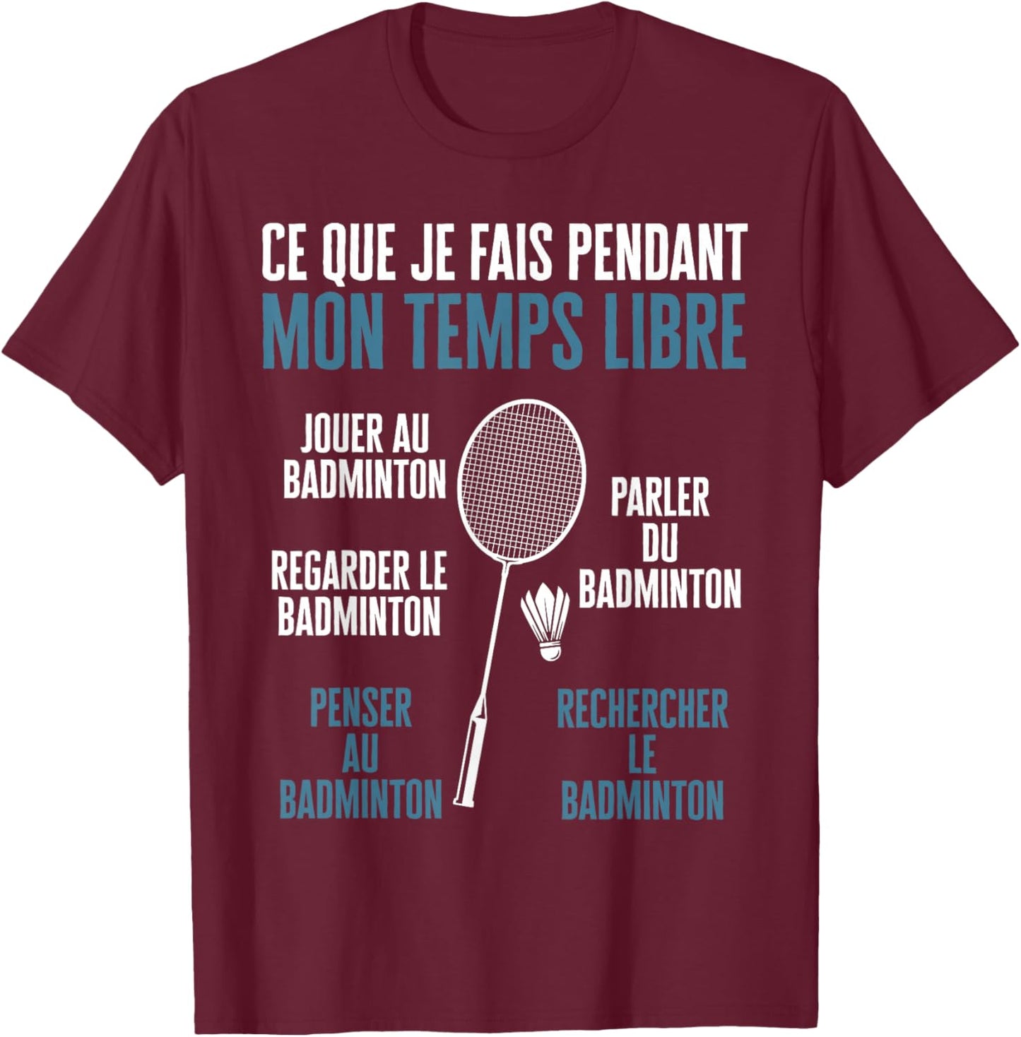 Boys Funny Play Badminton Watch The Badminton , Black, S T-Shirt - T-Shirt | Maroon