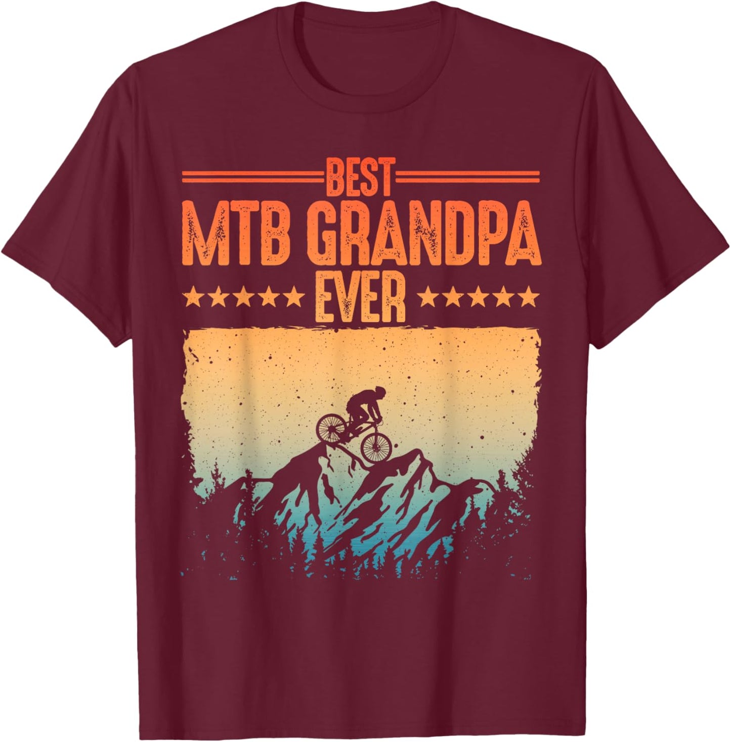 Funny Mountain Bike Design Vintage Biker Grandpa T-Shirt - T-Shirt | Maroon