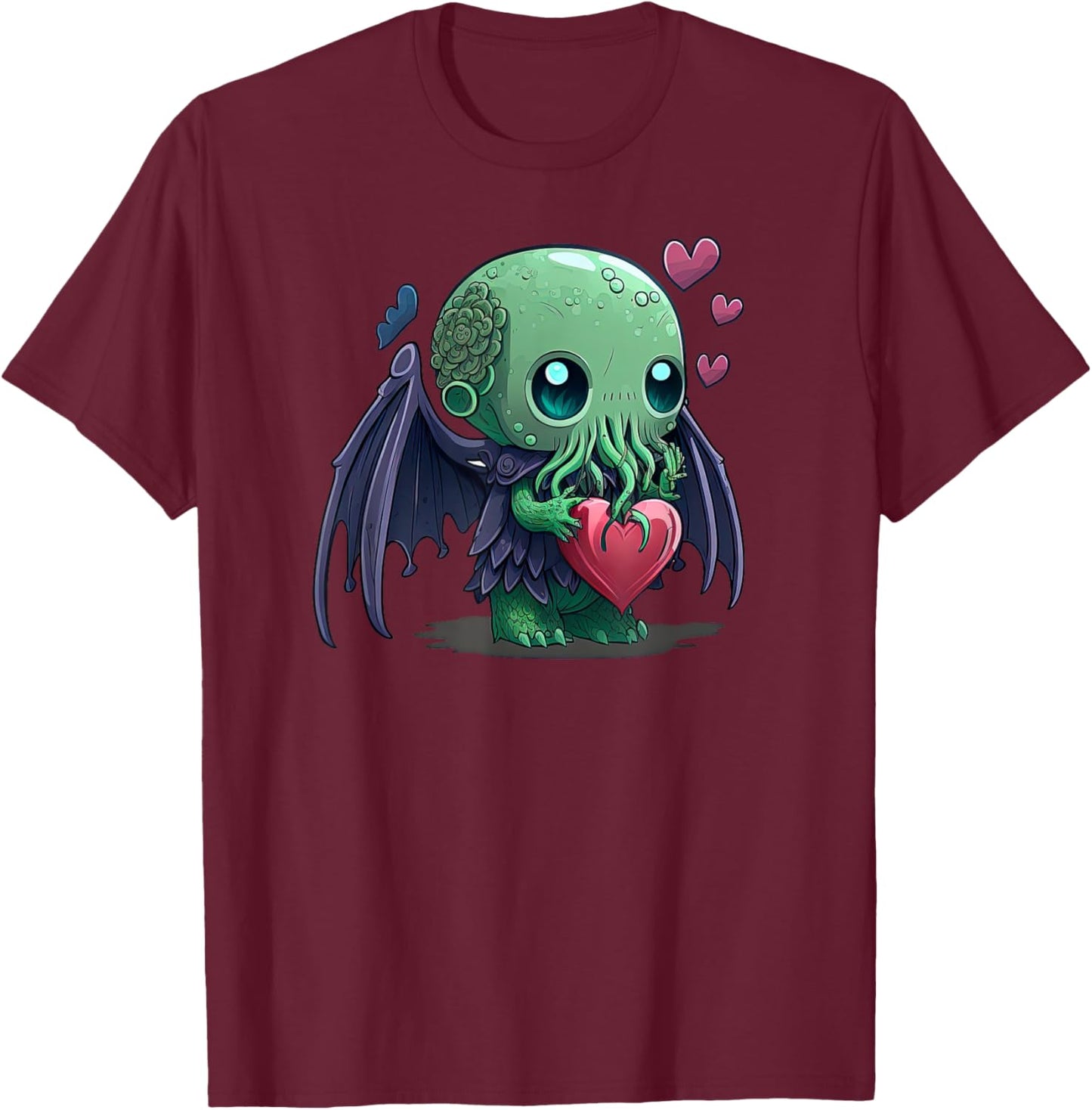 Einzigartige niedliche Cthulhu-Kunst, Valentinstag T-Shirt - T-Shirt | Maroon