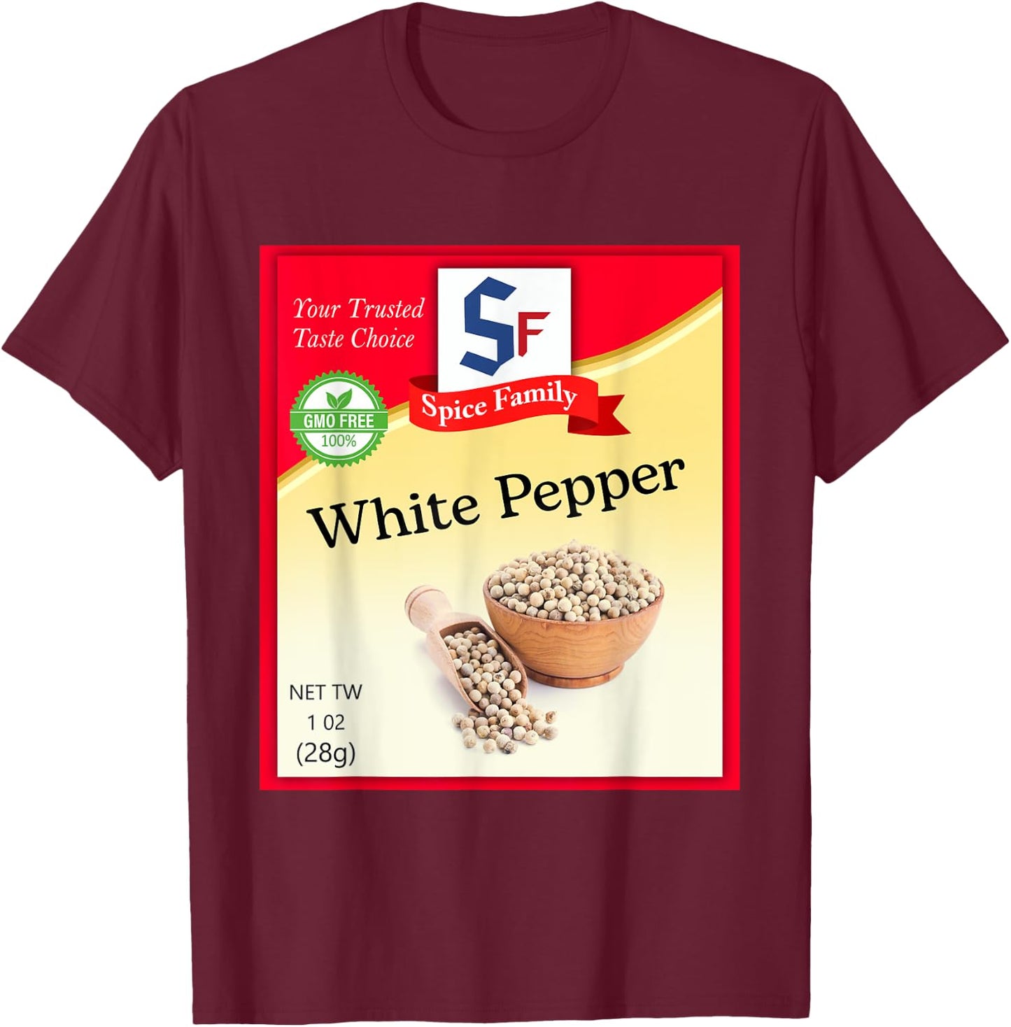 White Pepper Condiment Costume Holiday Spice Costumes T-Shirt - T-Shirt | Maroon