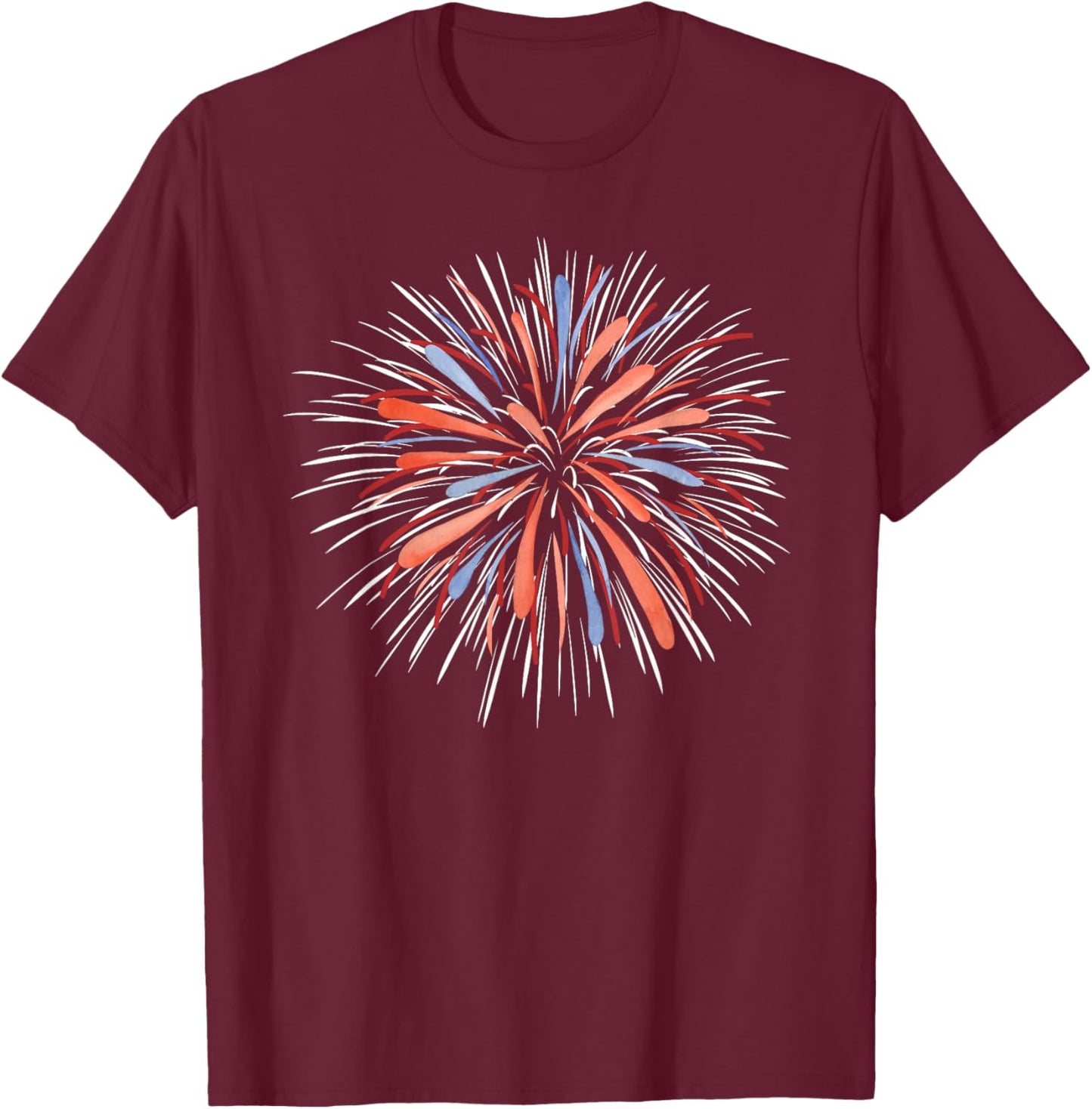 Fireworks Watercolor T-Shirt - T-Shirt | Maroon