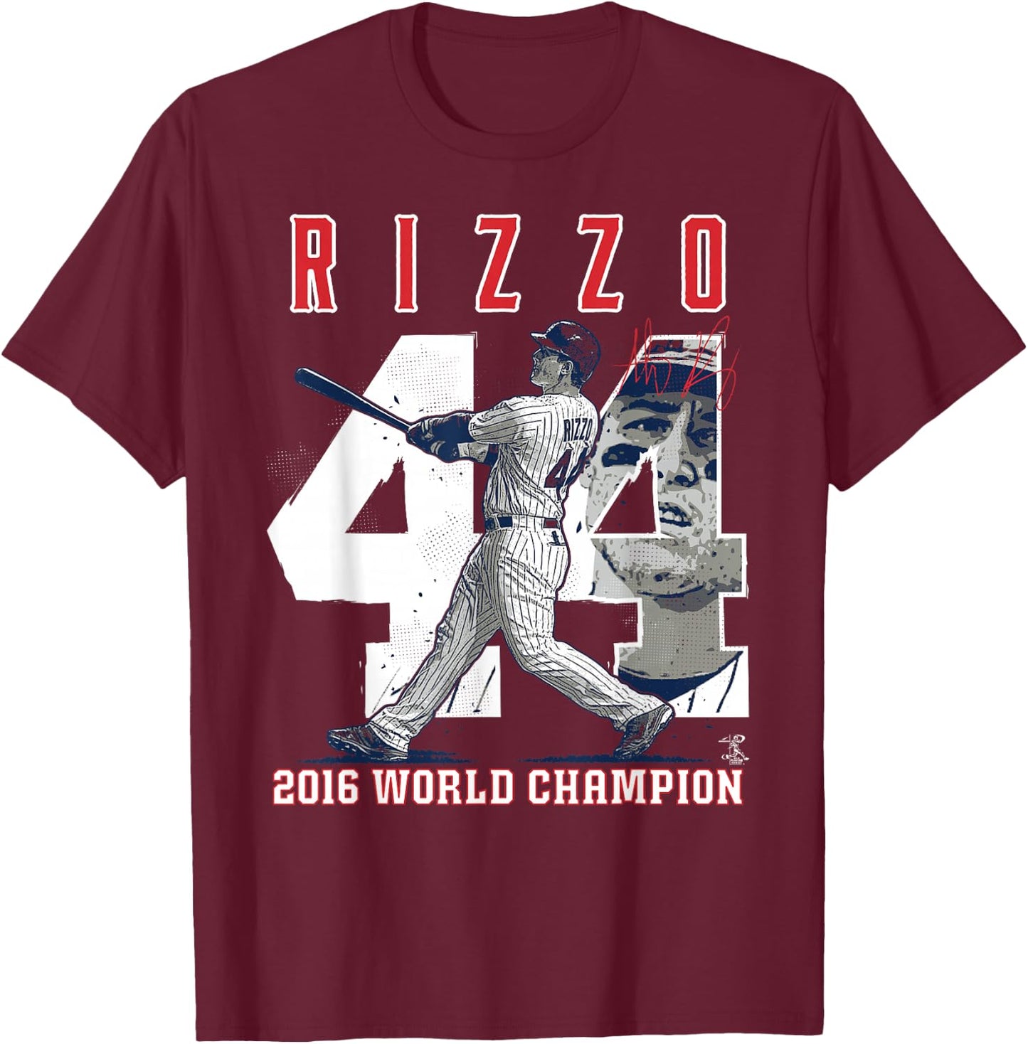 Anthony Rizzo Player Number (2016 World Champion) T-Shirt - T-Shirt | Maroon