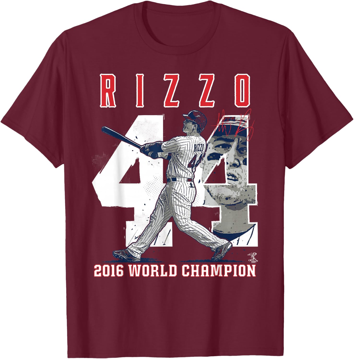 Anthony Rizzo Player Number (2016 World Champion) T-Shirt - T-Shirt | Maroon