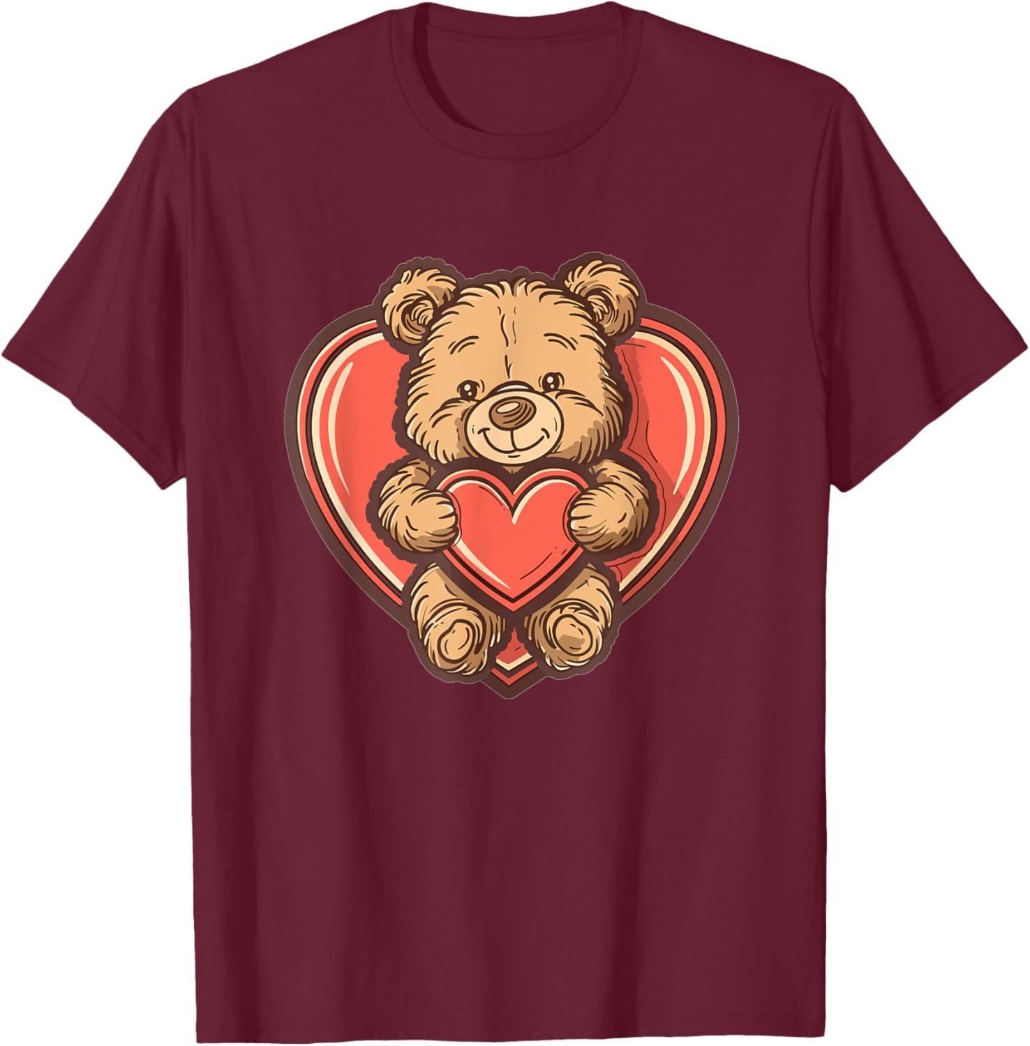 Cartoon Teddy I Cute Teddy Bear T-Shirt - T-Shirt | Maroon