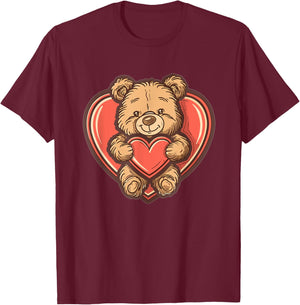 Cartoon Teddy I Cute Teddy Bear T-Shirt - T-Shirt | Maroon