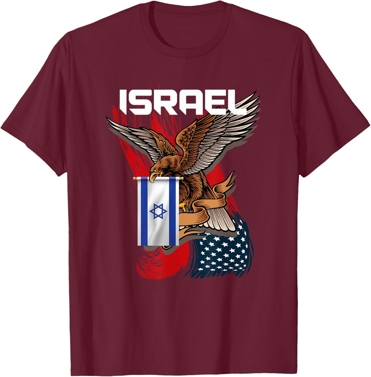 Israeli Eagle Star of David Gift USA Israel T-Shirt - T-Shirt | Maroon