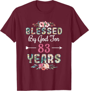 83rd Birthday Man Woman Blessed by god for 83 years T-Shirt - T-Shirt | Maroon