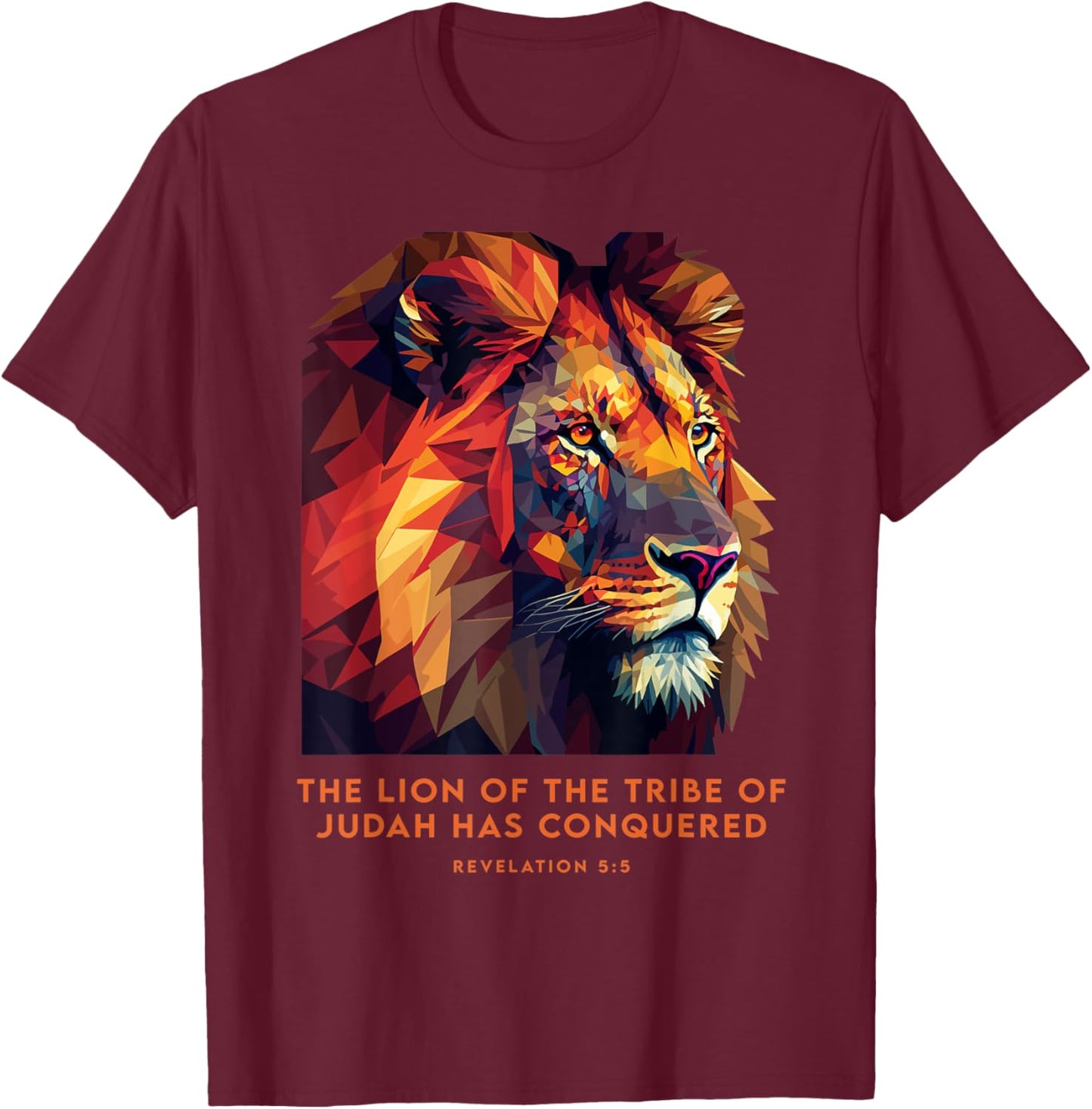 Lion of Judah Jesus Revelation Bible Verse Christian T-Shirt - T-Shirt | Maroon