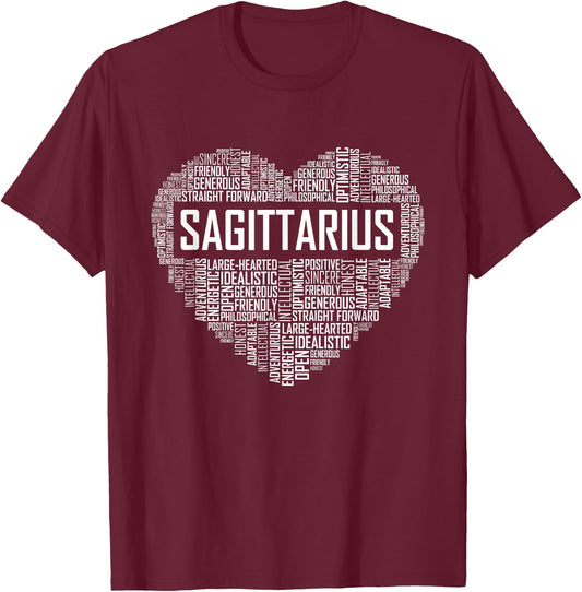 Sagittarius Zodiac Traits Horoscope Astrology Sign Gift T-Shirt - T-Shirt | Maroon