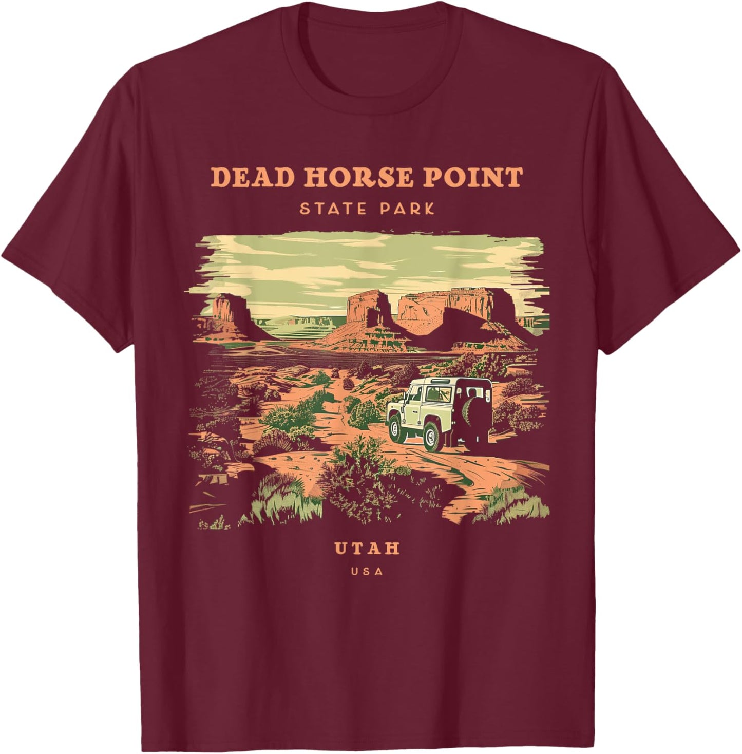 Dead Horse Point State Park Utah Retro Vintage T-Shirt - T-Shirt | Maroon