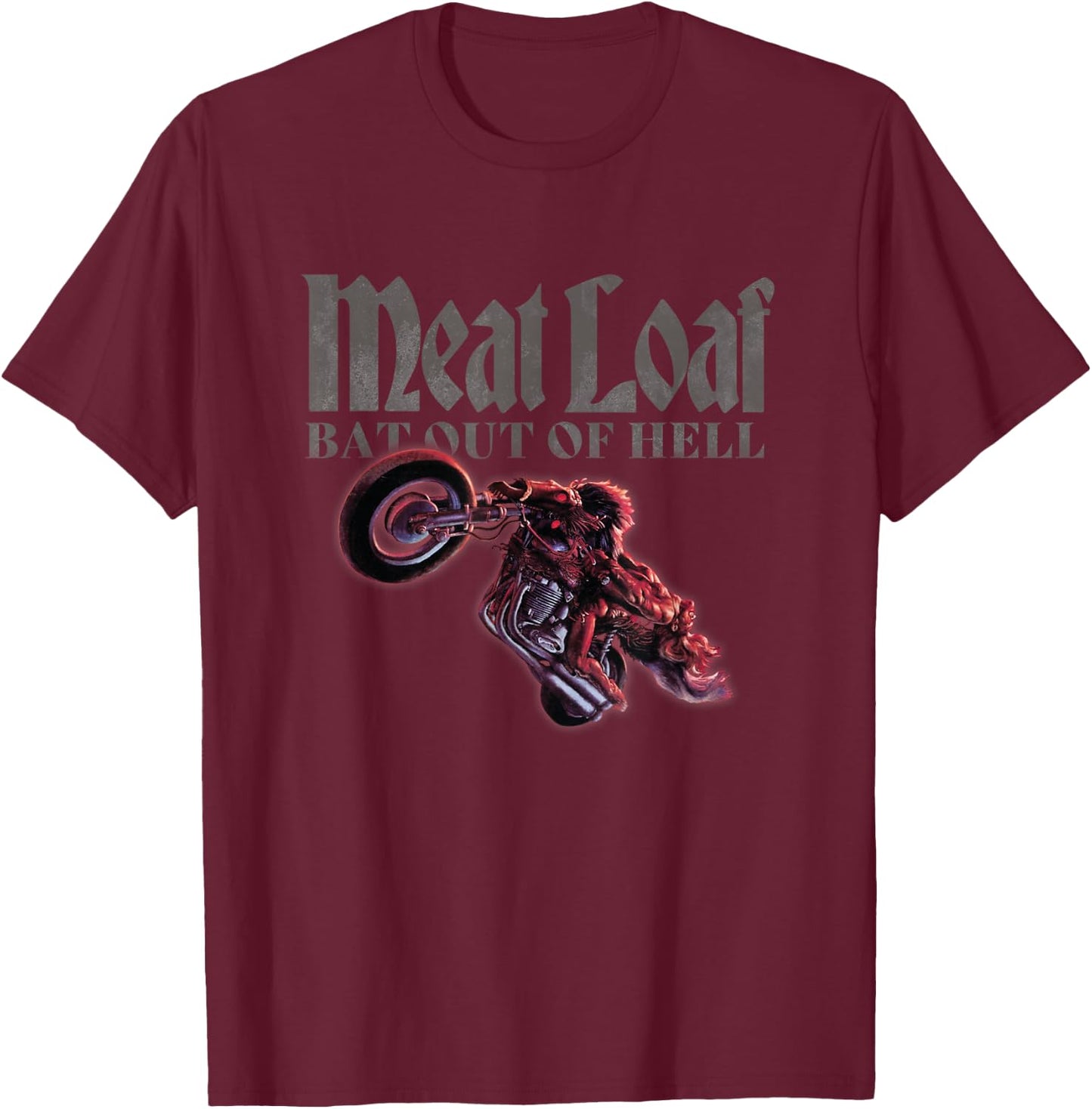 Meat Loaf Bat Out of Hell Bike T-Shirt - T-Shirt | Maroon