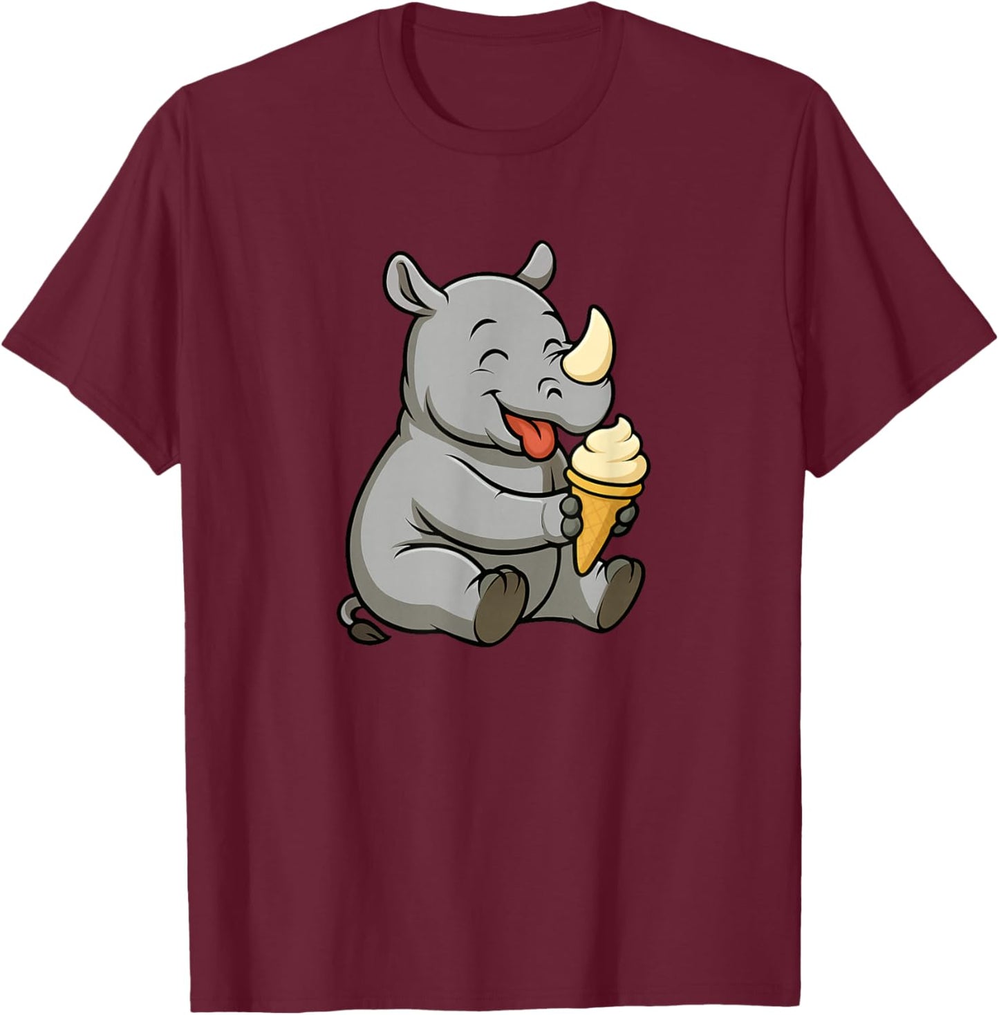 Rhino Ice Cream Zoo Animal Lover Kawaii Boys Girls Kids T-Shirt - T-Shirt | Maroon