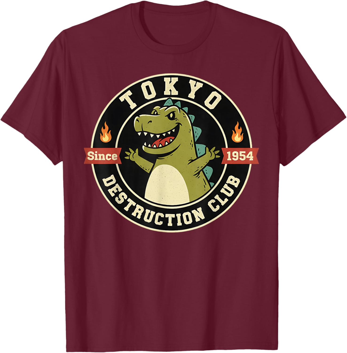 Tokyo Destruction Club Lustige ironische Kaiju-Grafik T-Shirt - T-Shirt | Maroon