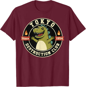 Tokyo Destruction Club Lustige ironische Kaiju-Grafik T-Shirt - T-Shirt | Maroon